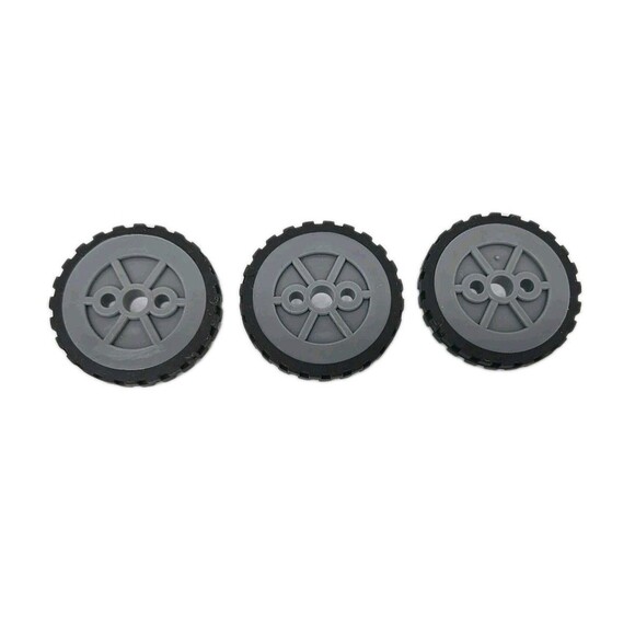 K'nex Wheels Lot 3 Small Tires 1.5” With Gray Hubs Pulleys K'nex Parts 1 & 1/2" - Picture 1 of 6